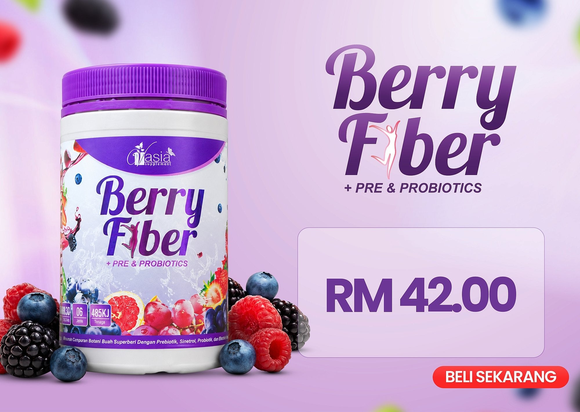 BERRY FIBER - Minuman Diet Tanpa Kolagen